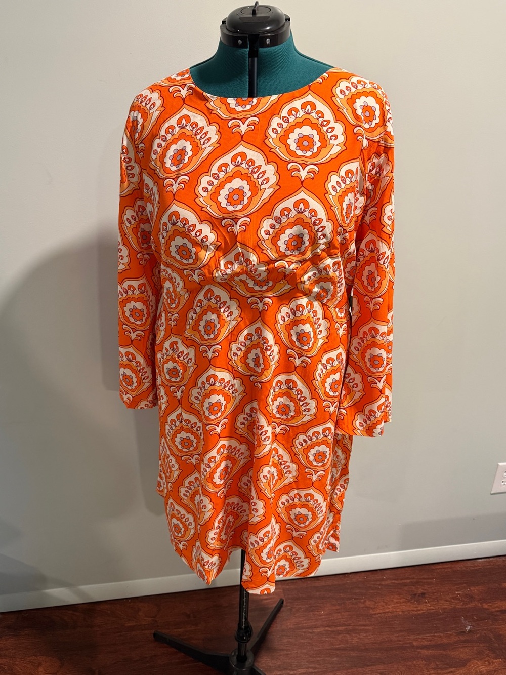 Joanie Retro Orange Paisley Print Dress